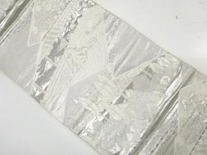 アンティーク　プラチナ箔　竜安寺模様織り出し袋帯（材料）